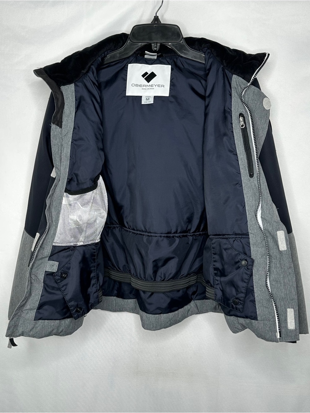 Obermeyer Girls Taylor Colorblock Ski Jacket in Black, White & Gray Sz12 (girls) - Picture 3 of 10